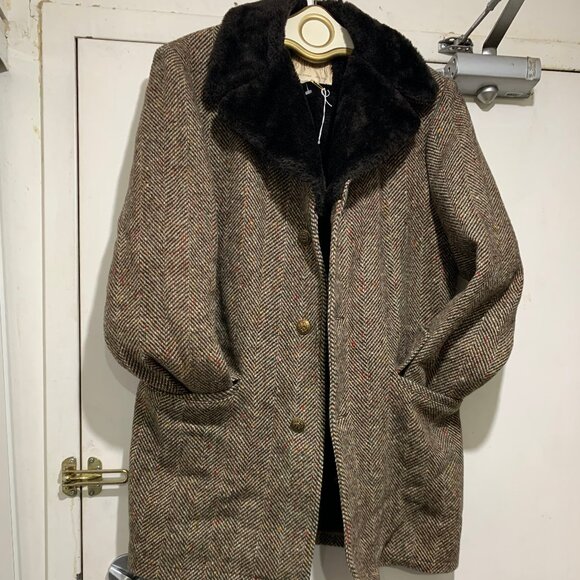 VINTAGE B ALTMAN & CO SHERPA LINED TWEED TRENCH COATS SIZE 38/S - Picture 6 of 15
